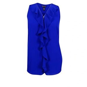 INC Women’s Plus Chiffon Cascade Ruffle Sleeveless Blouse